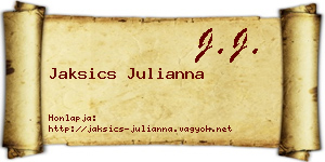 Jaksics Julianna névjegykártya
